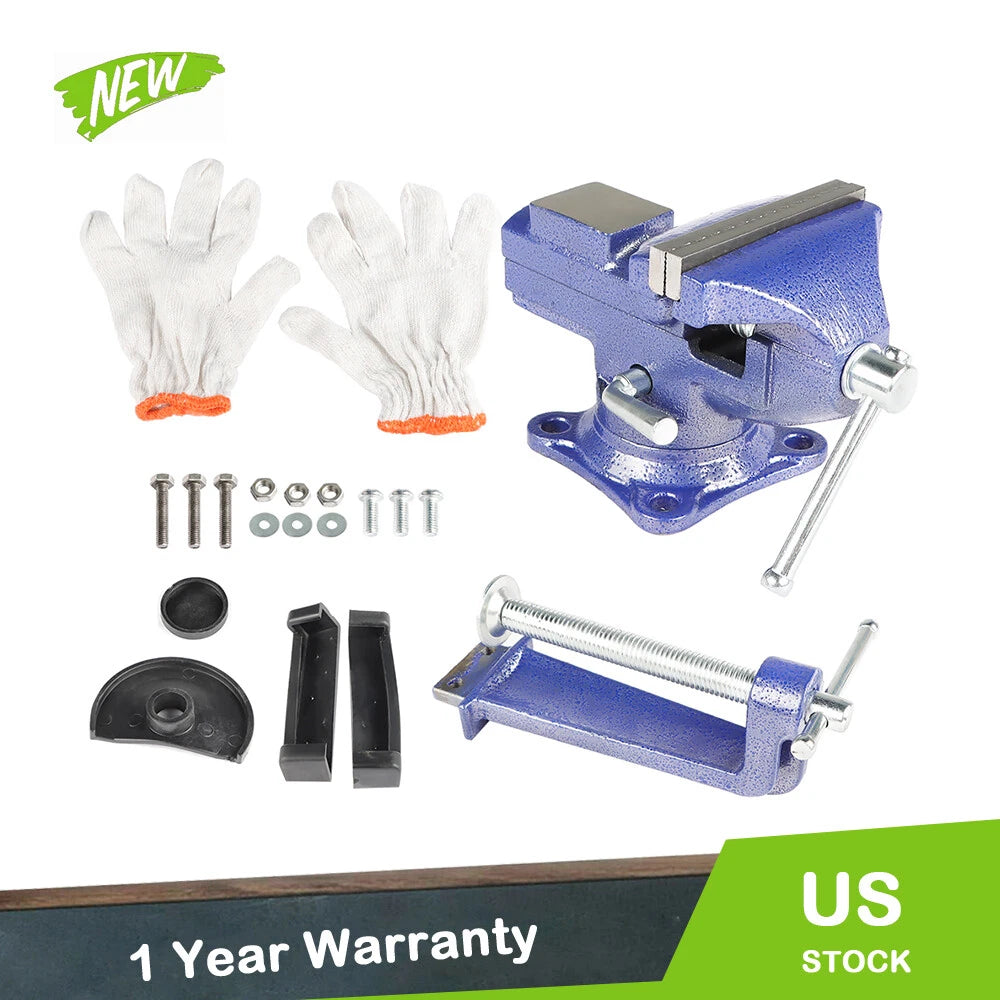 2-In-1 Bench Vise for Workbench (Multi-Functional, 360° Swivel Base)