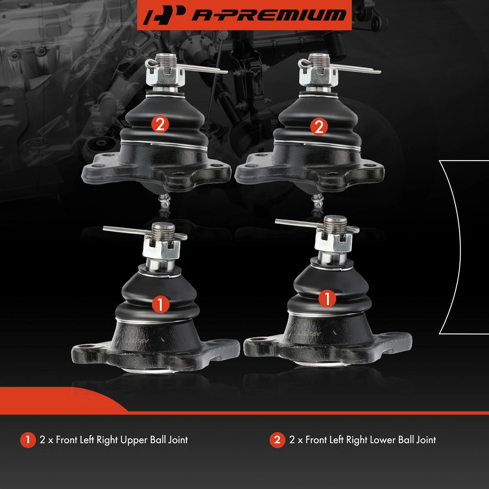 4x Front Upper & Lower Ball Joint for Toyota 4Runner, T100 (1989â1995)