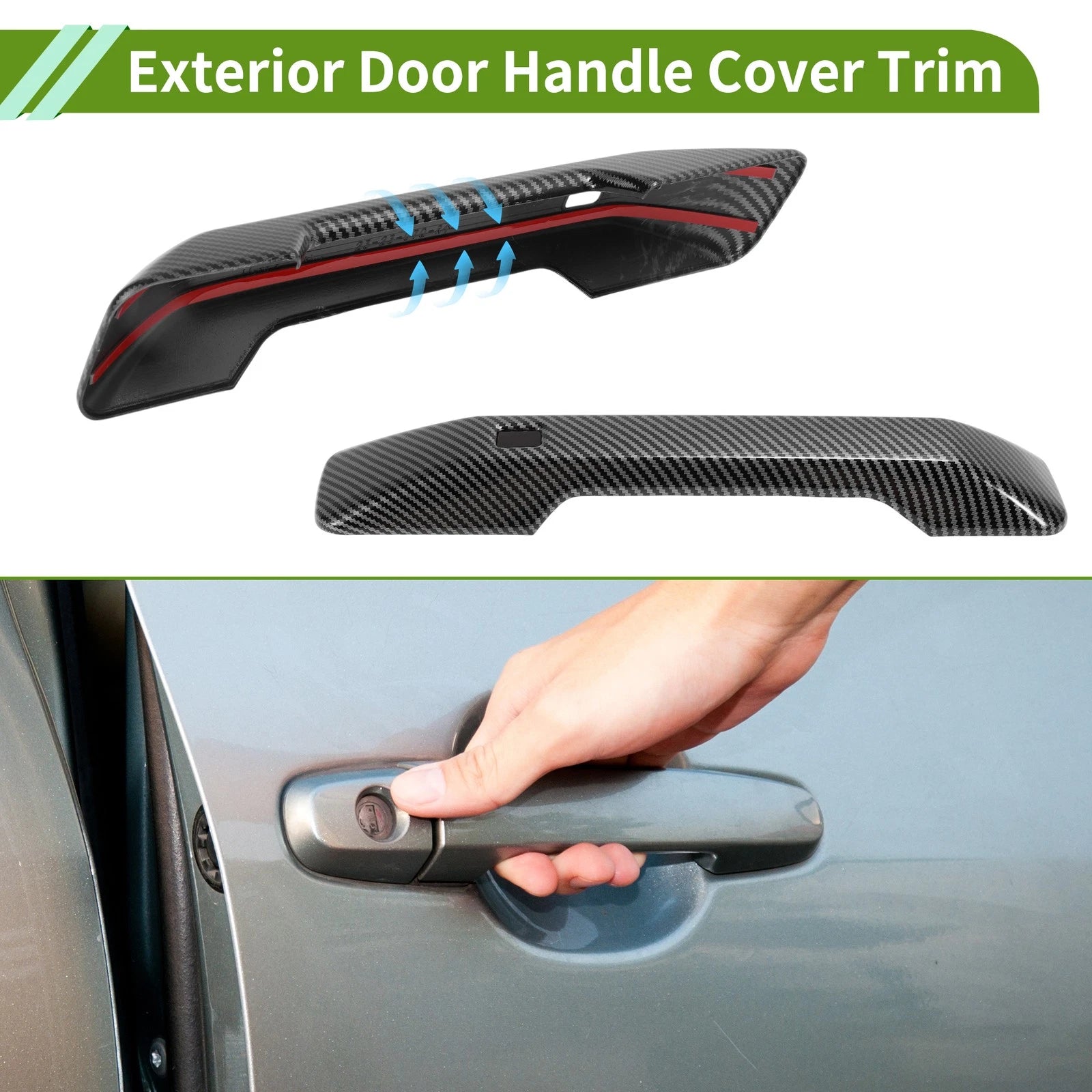 Exterior Door Handle Cover Trim for Ford Bronco (2021–2025) Carbon Fiber Black ABS
