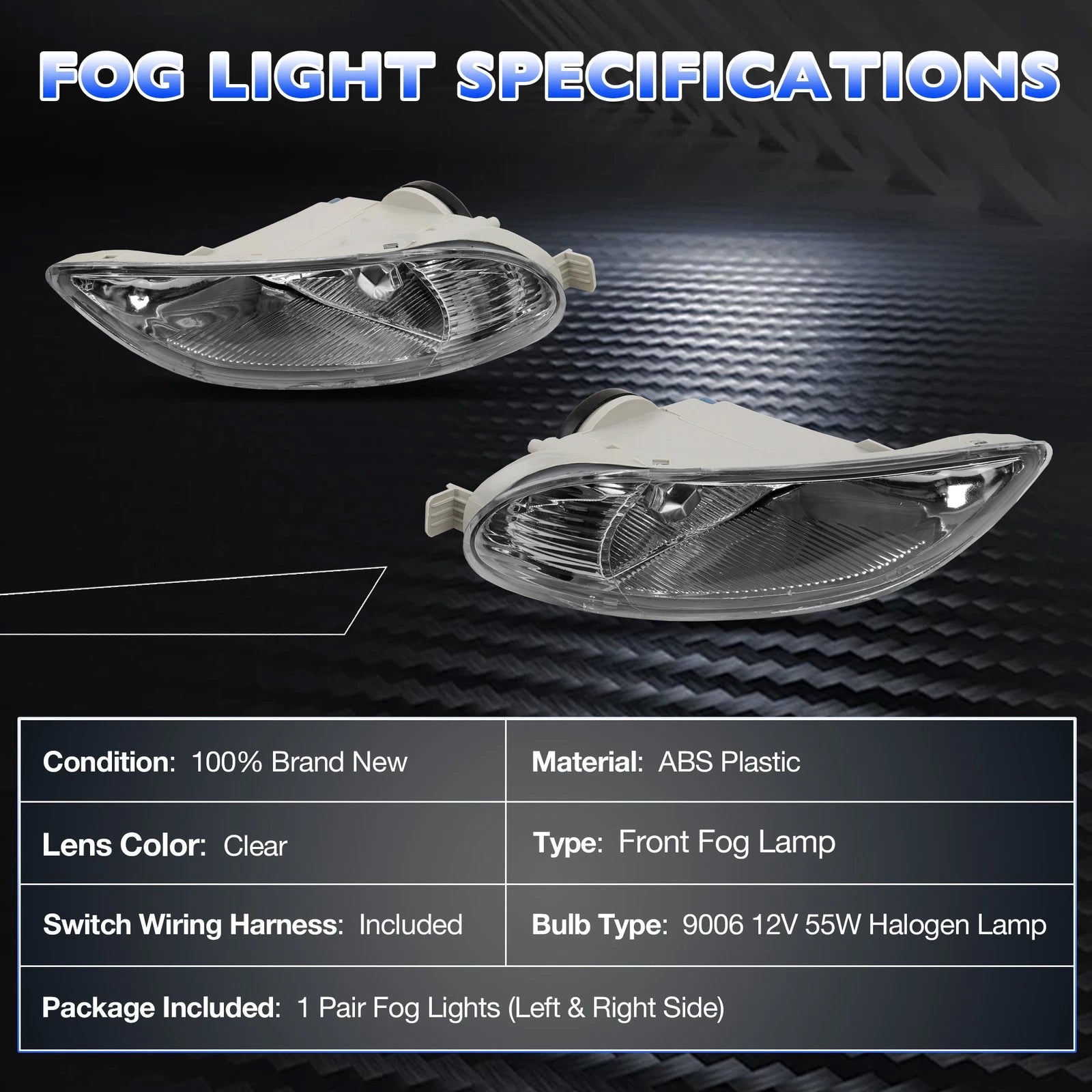 Pair Fog Lights for Toyota Camry/Corolla/Solara (2002-2008)