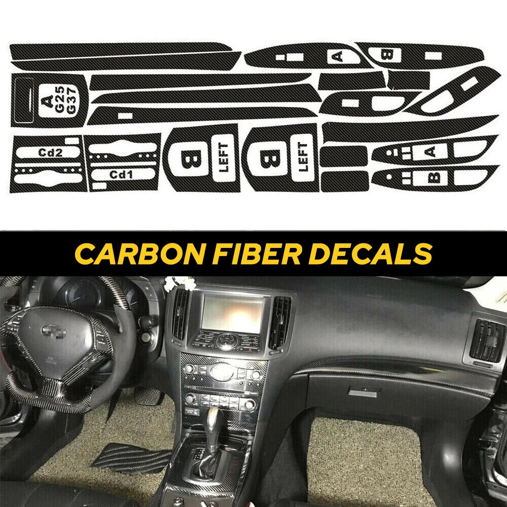 Set of Carbon Fiber Interior Trim Covers for Infiniti G37 Sedan (2010–2013)