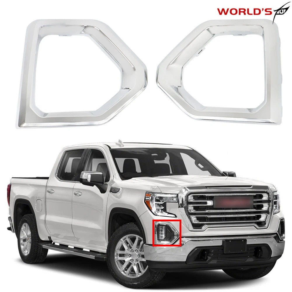 Chrome Fog Light Bezel Covers for GMC Sierra 1500 Denali SLT (2019–2020)