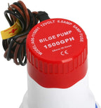 12V 1500GPH Bilge Pump for Boat (w/ Float Switch, 29mm ID Hose)