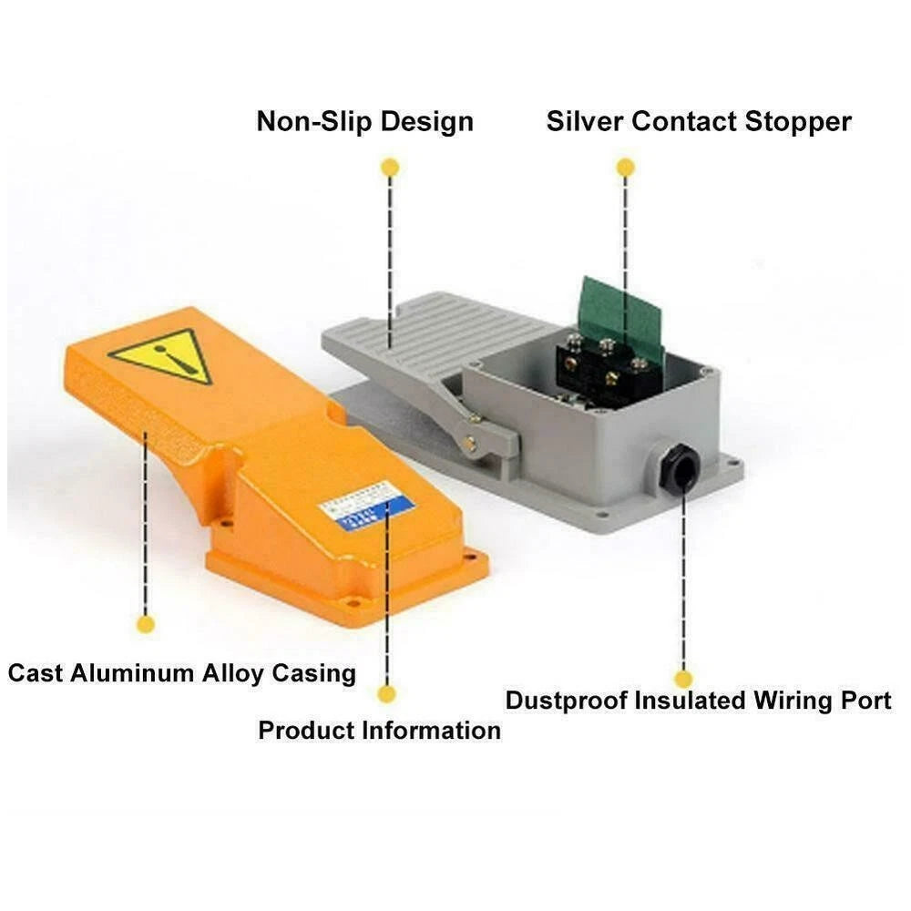 Foot Switch Pedal AC380V/DC220V 15A SPDT for Various Applications