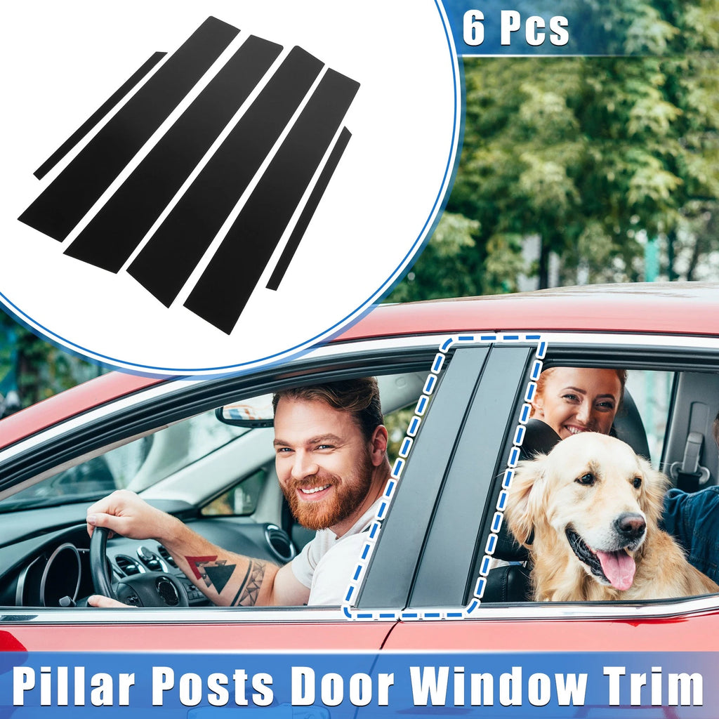 Set of 6 Pillar Posts Door Window Trim Cover for Toyota Corolla (2009–2013) Black