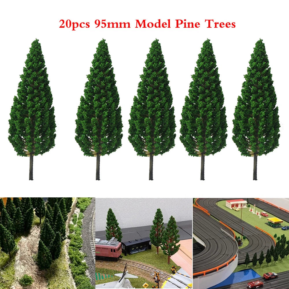 20pcs Pine Trees for HO OO Scale Train Railroad Landscape (95mm)