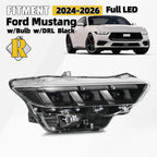 Full LED Headlight for Ford Mustang (2024–2026) Black w/Bulb & Module DRL