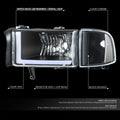 Switchback L-Tube LED Headlights for Dodge Ram 1500 2500 3500 (1994–2002)