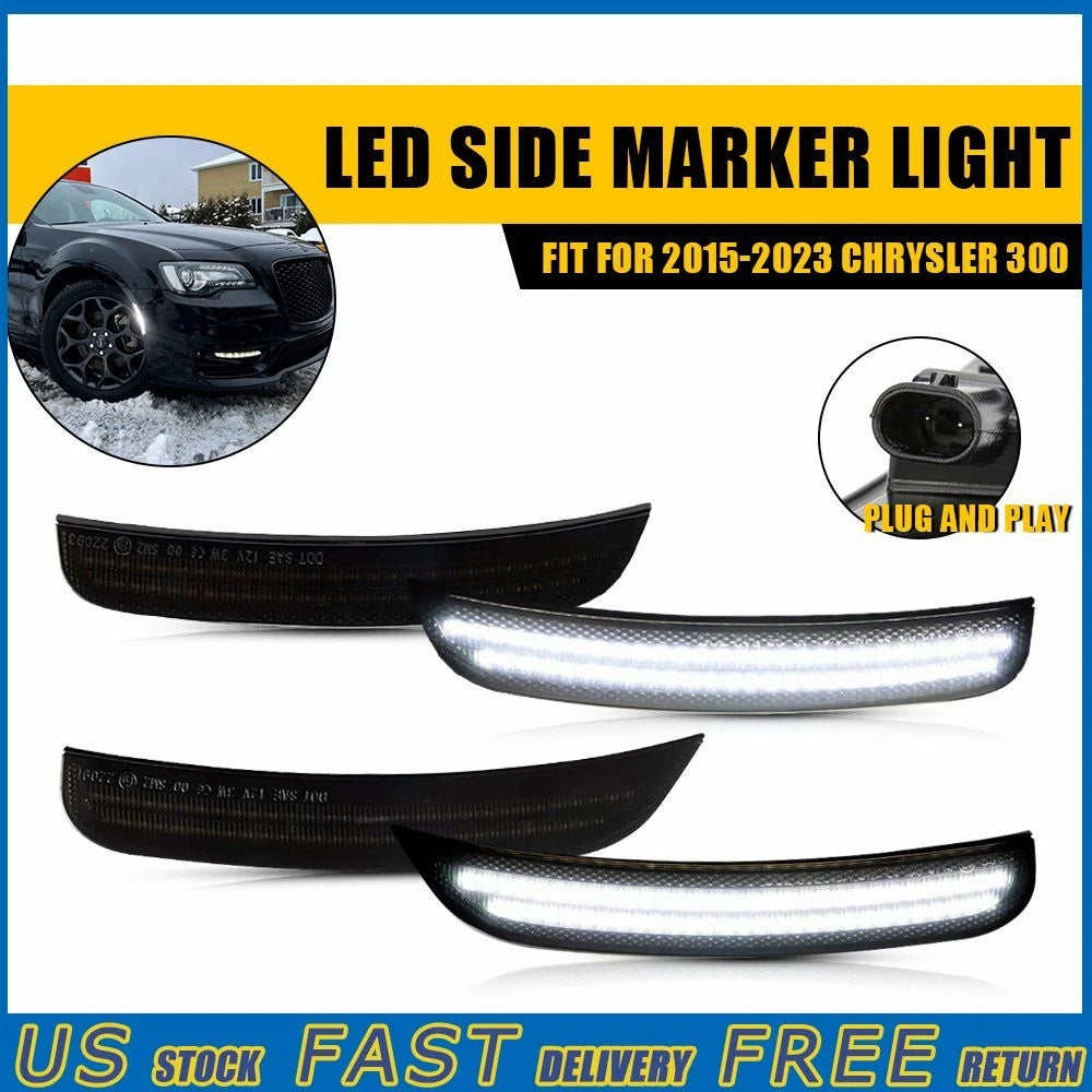 Set of 4 LED Bumper Side Marker Lights for Chrysler 300 300C 300S (2015–2023)