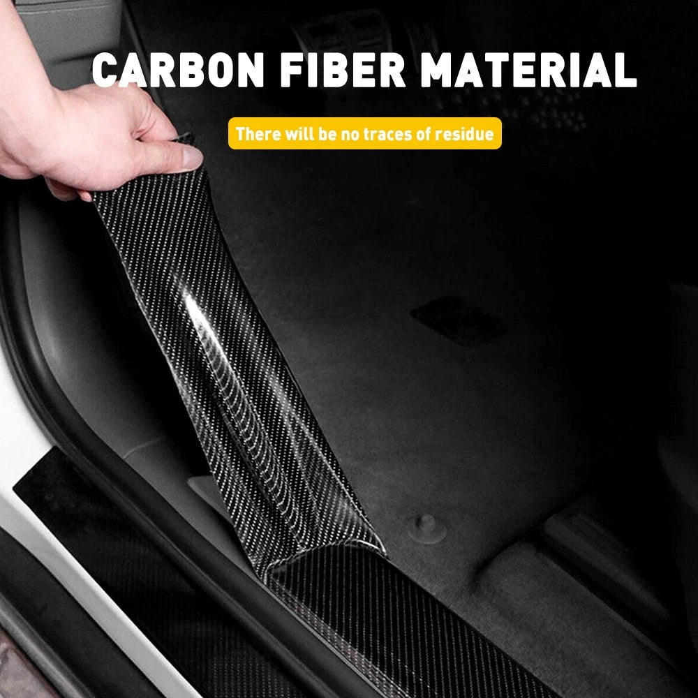 Carbon Vinyl Door Sill Scuff Protector for Car (Universal Fit)