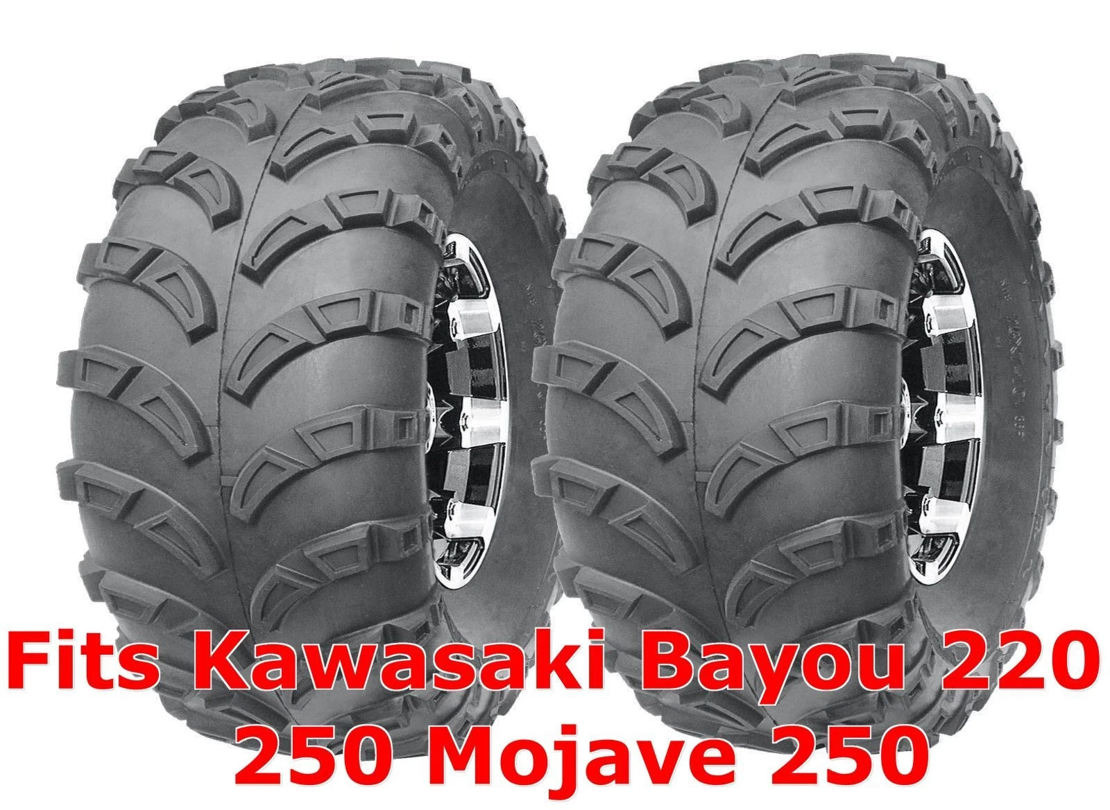 Set of 2 Rear Tires 22x10-10 for Kawasaki Bayou 220 250 Mojave 250 (Mud, 6PR)