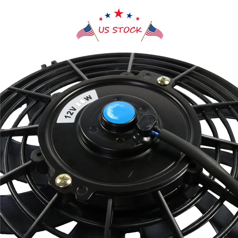 Set of 2 Slim Electric Radiator Cooling Fans 9" Universal