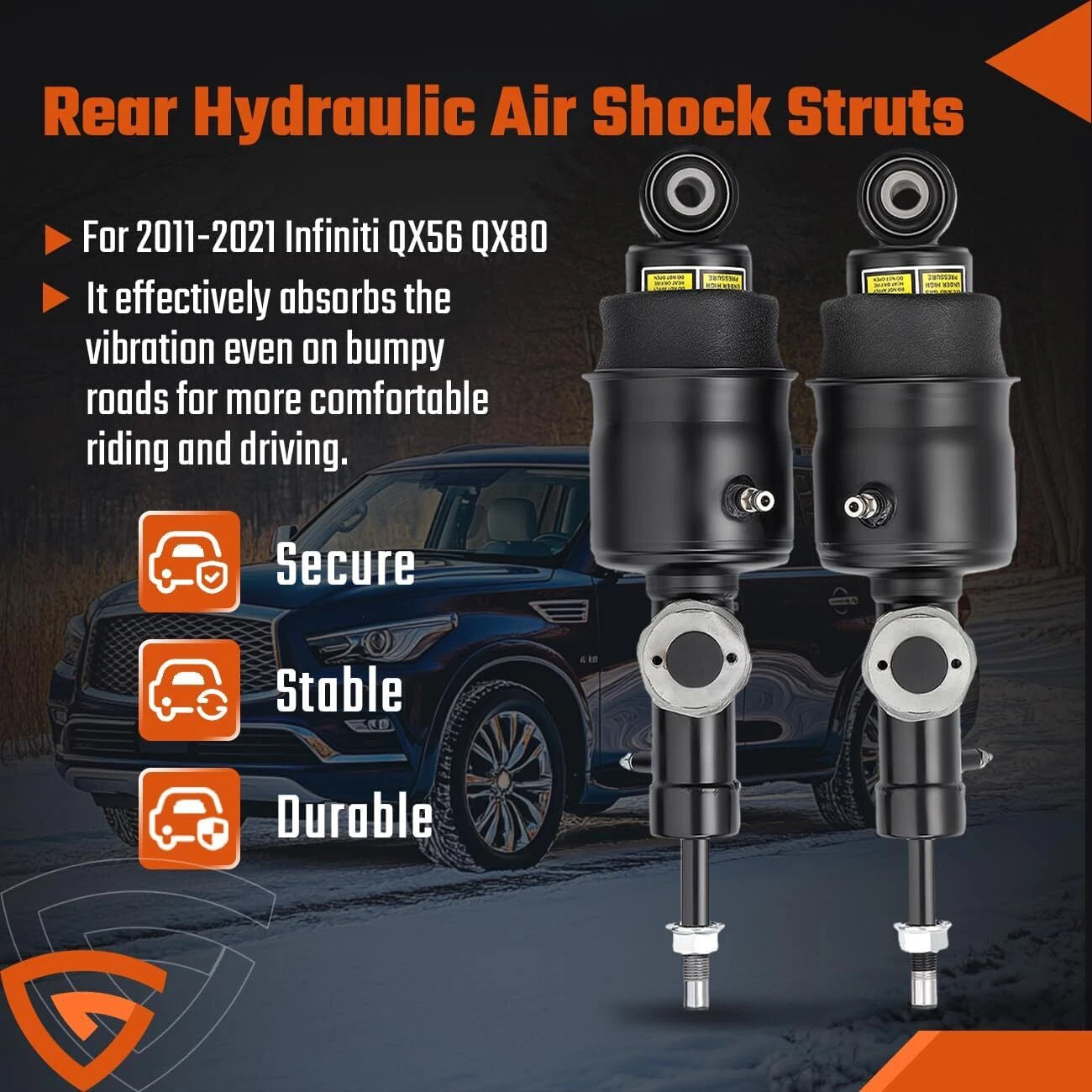 Pair Rear Hydraulic Air Suspension Shock Struts for Infiniti QX56 QX80 (2011–2021)