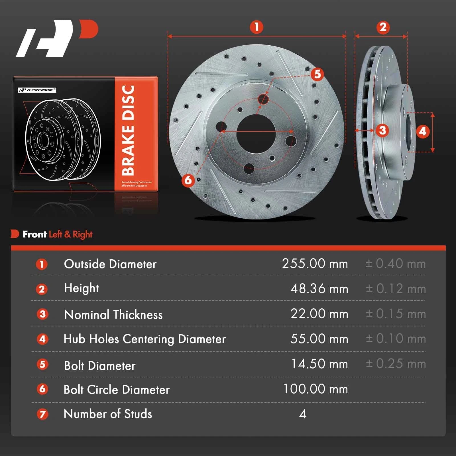 Front Drilled Brake Rotors for Toyota Corolla (1993-2002)