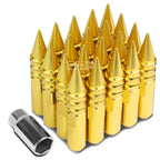 20 PCS M12X1.5 107MM Tall Gold Aluminum Spiked Cap Lug Nuts + Adapter