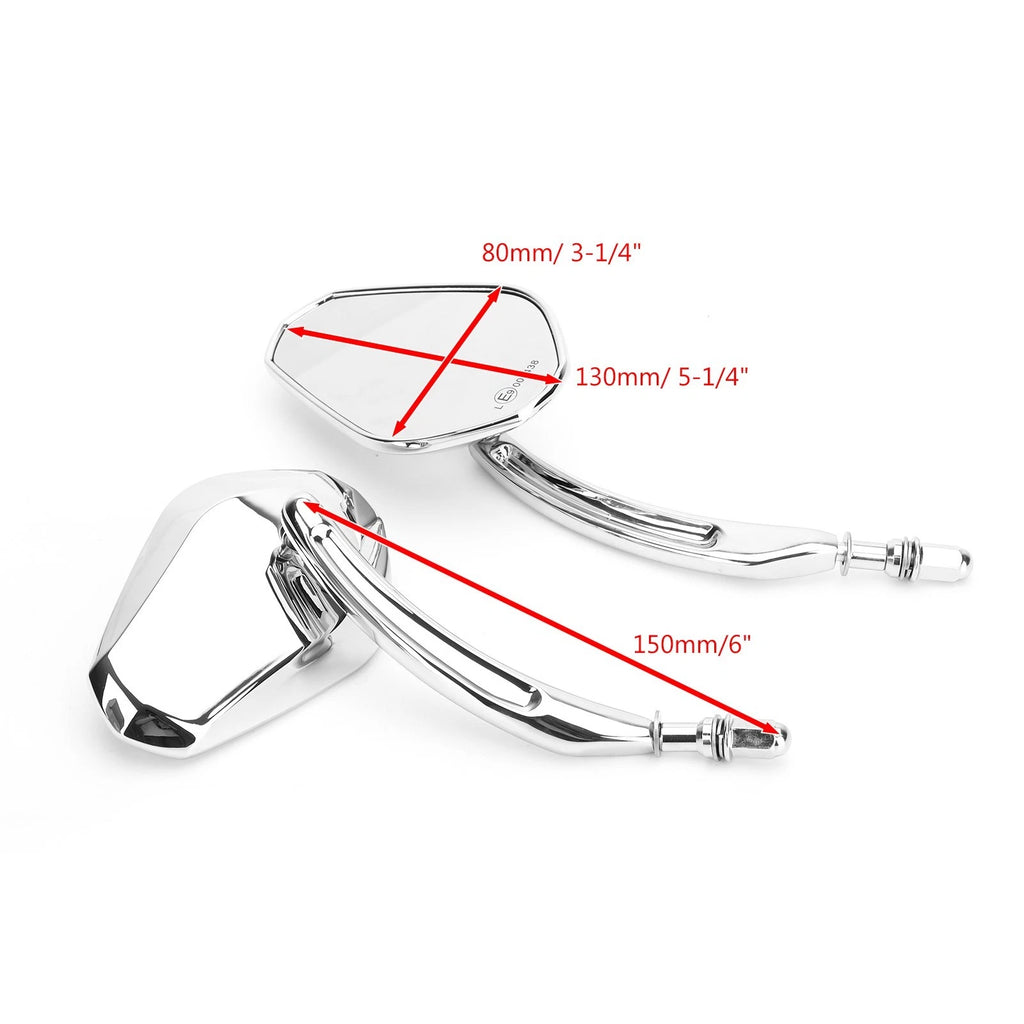 Chrome Diamond Rearview Mirrors for Motorcycle Cruiser Touring Chopper