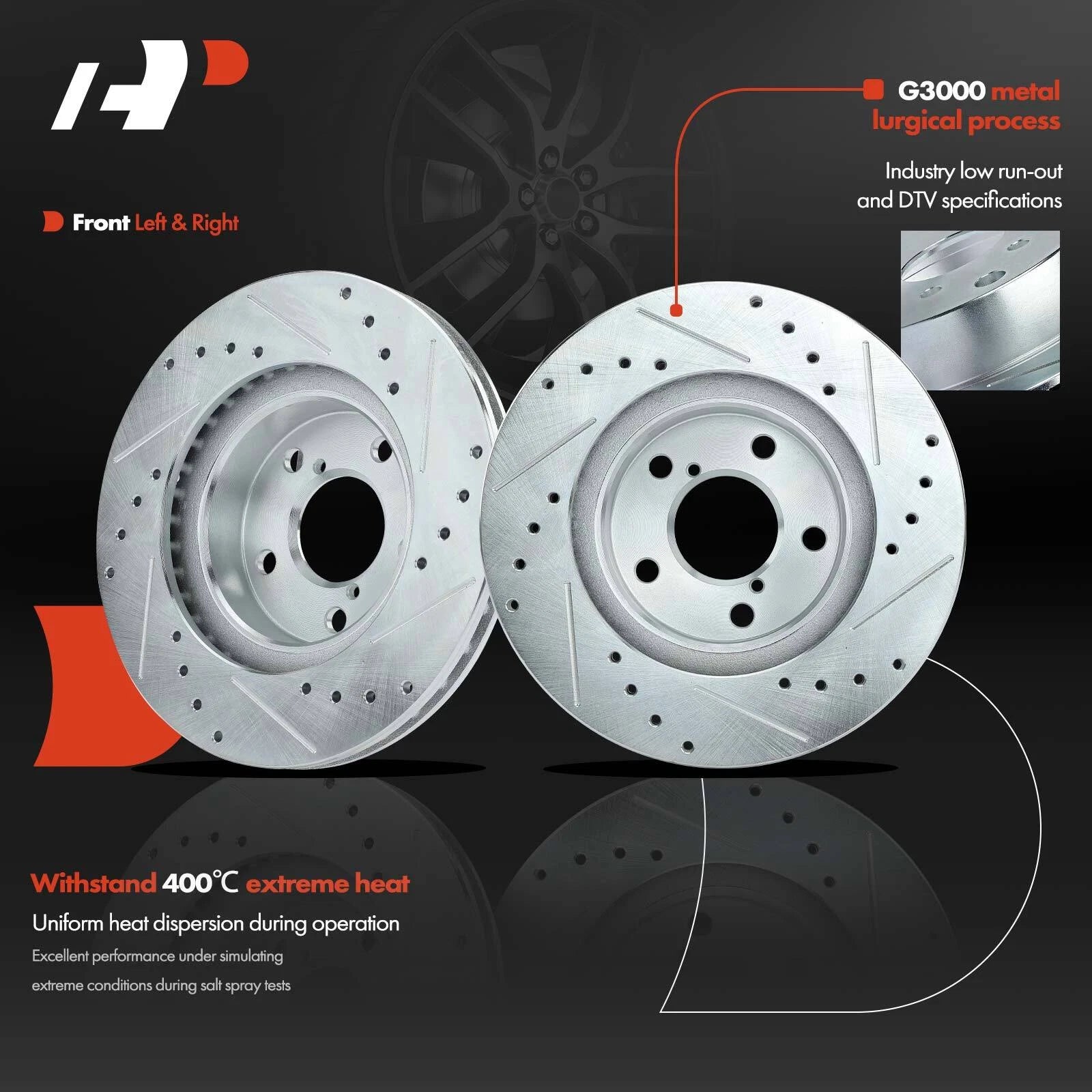 Front Drilled Brake Rotors for Subaru Legacy, Impreza (1990–2001)