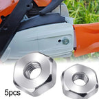 5 pcs Steel Nuts for M8 Chainsaw Guide Bar (19mm Hex Width)