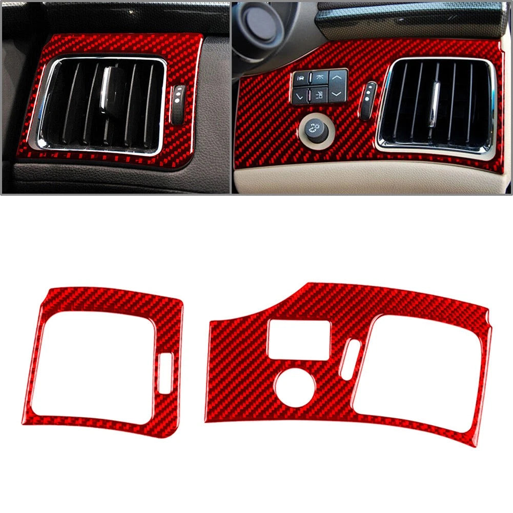 Interior Side Air Vent Cover Trim for Cadillac CTS (2008–2013) RHD Carbon Fiber Red