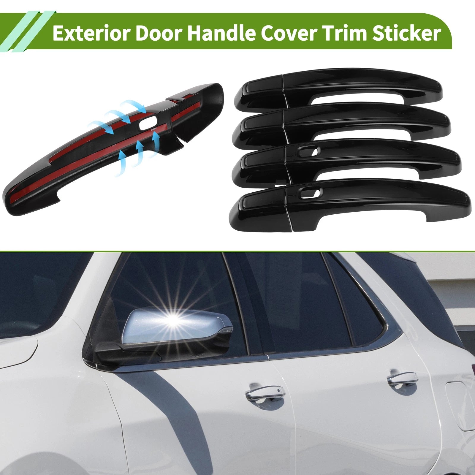 Exterior Door Handle Cover Trim for Chevrolet Equinox (2018–2023) Glossy Black