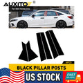 Set of 6 Black Window BC Pillar Posts Cover Trim for Honda Civic Sedan (2022)
