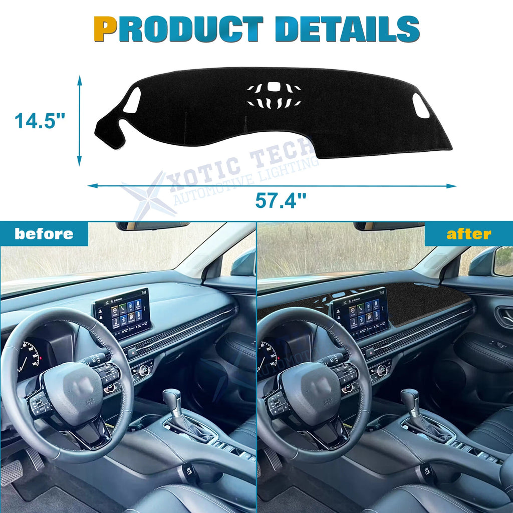 DashMat Black Dashboard Mat Non-Slip Cover for Honda HRV (2023-2026)