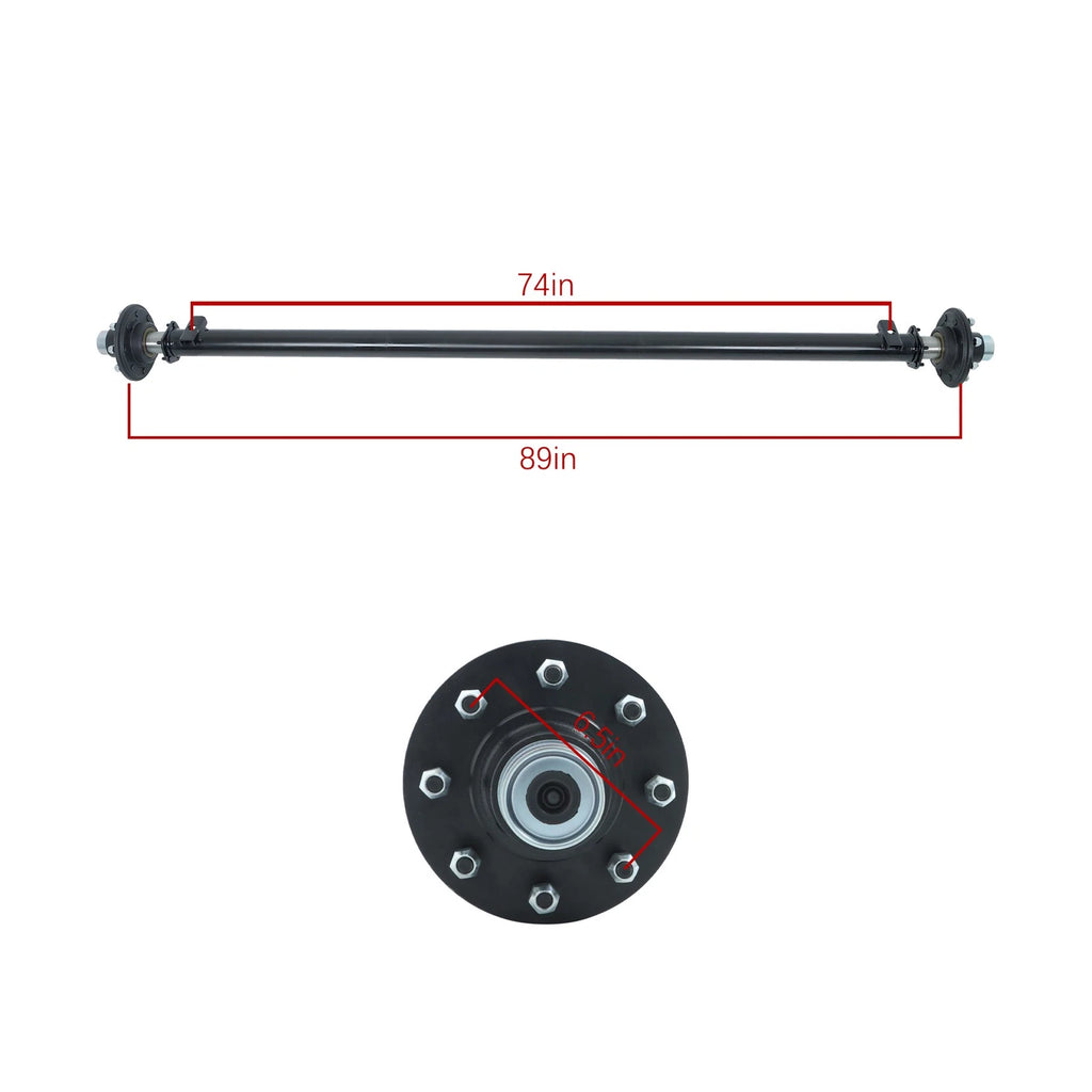 7000lbs Trailer Axle for TK (8 Lug, 6.5" Hub Face, 89" Length)
