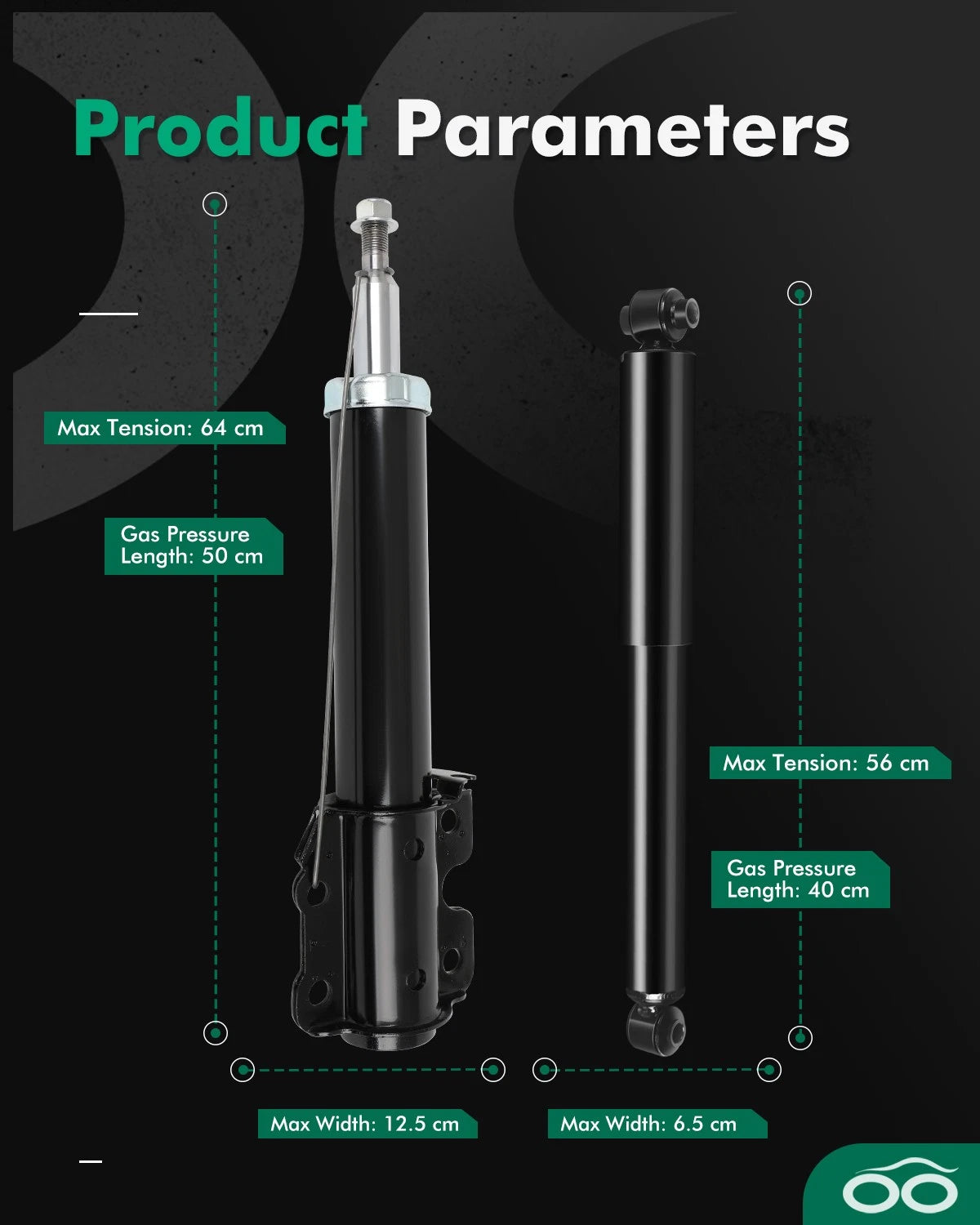 Set of 4 Suspension Strut Shocks for Dodge Sprinter 3500 (2007–2018)