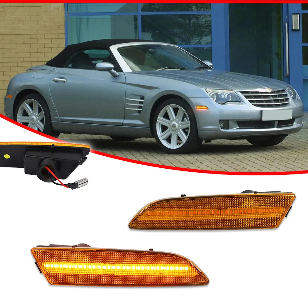 Amber Lens Yellow LED Side Marker Lights for Chrysler Crossfire (2004–2008)