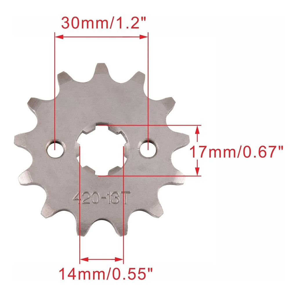 17mm 13T Front Sprocket Cog for Pit Trail Dirt Bike ATV Quad (420 Chain)