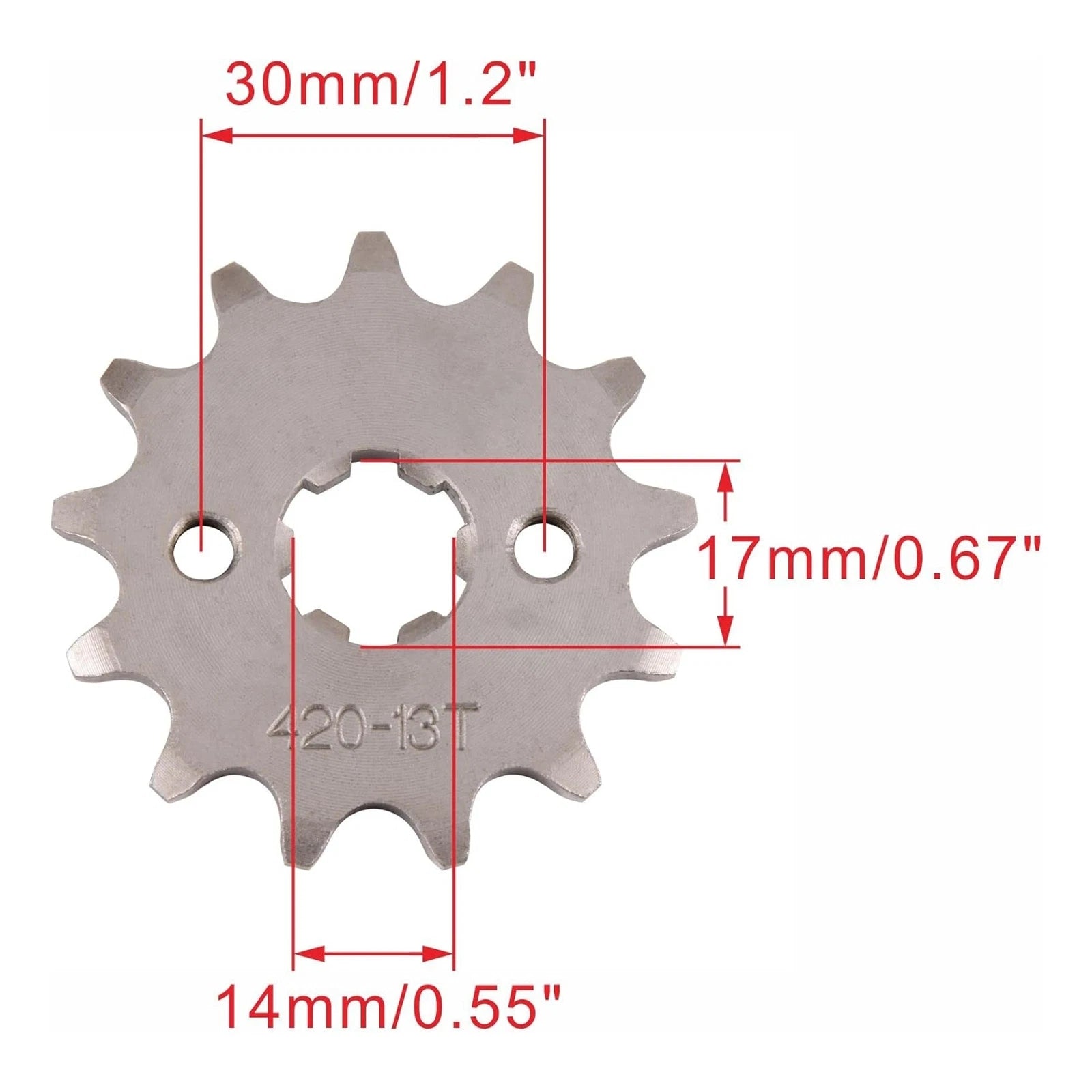 17mm 13T Front Sprocket Cog for Pit Trail Dirt Bike ATV Quad (420 Chain)