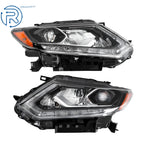 Set of 2 Chrome Housing LED Headlight Assemblies for Nissan Rogue (2014–2016)