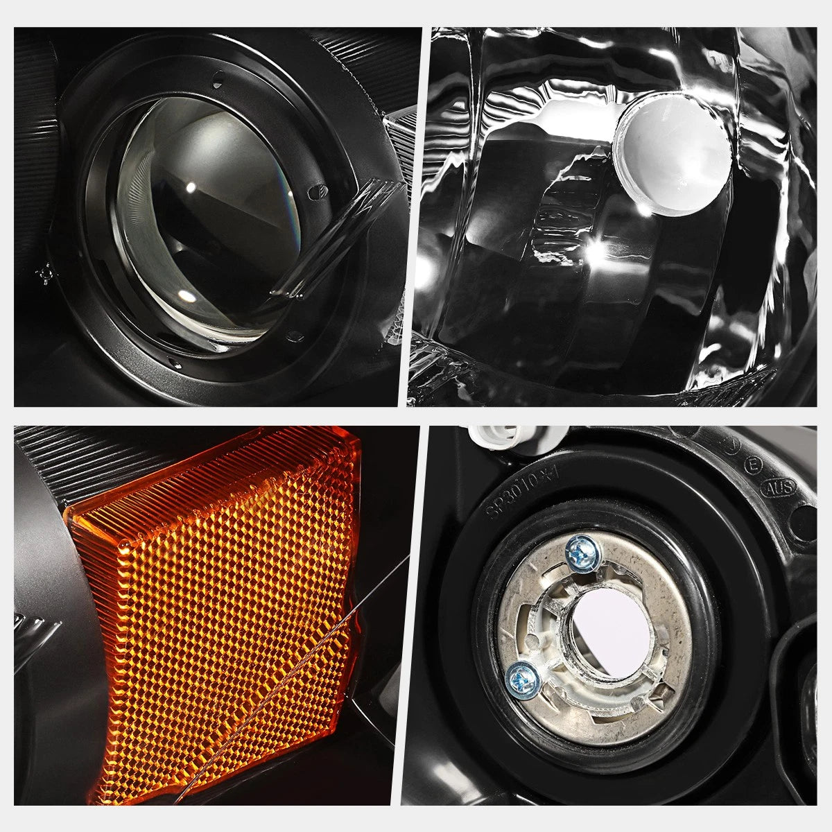 Projector Headlight for Mazda 3 Sedan (2004–2009) Black Housing Amber Corner
