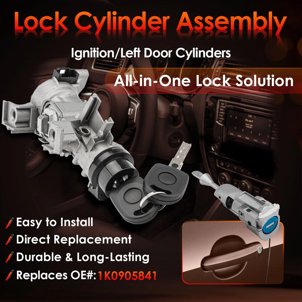 Ignition Switch Lock Cylinder with Remote Key Shell for VW Jetta (2011-2018)