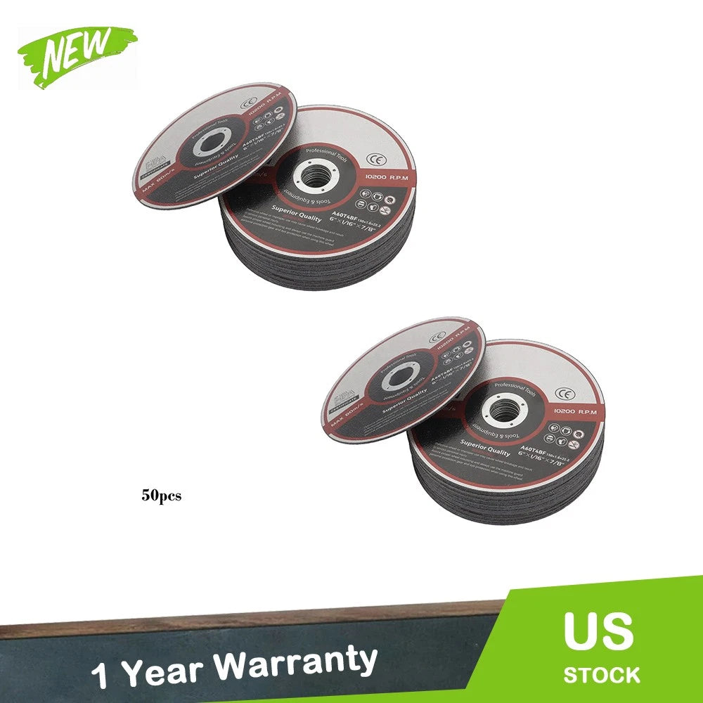 50 Pack Cut Off Wheels 6"x1/16"x7/8" for Stainless Steel and Metal