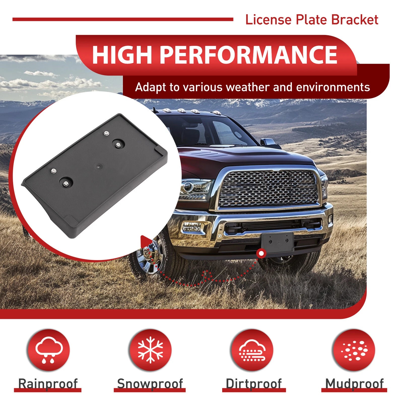 Front License Plate Holder Frame for Ram 2500 3500 (2018)