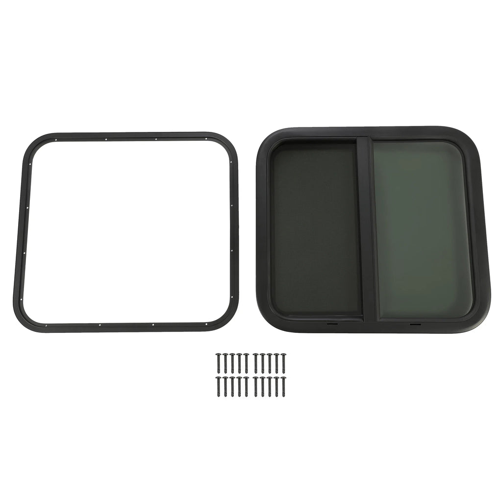 Horizontal Slide Square RV Window with Trim for Cargo Trailer (24" x 22")