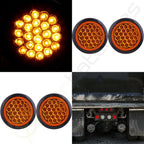 Set of 4 LED Side Marker Tail Lights for Trailer (24V, Round, Amber)