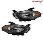 Set of 2 Headlights for Dodge Dart (2013–2016) Halogen Projector Black Housing
