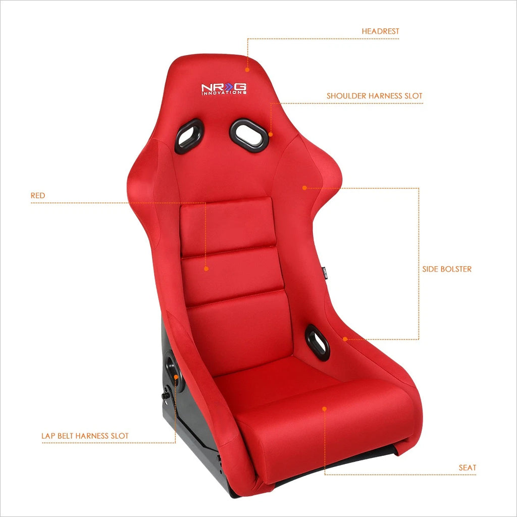 NRG Reinforced Fiberglass Fixed Back Racing Bucket Seat for Universal Fit (2000–2023)