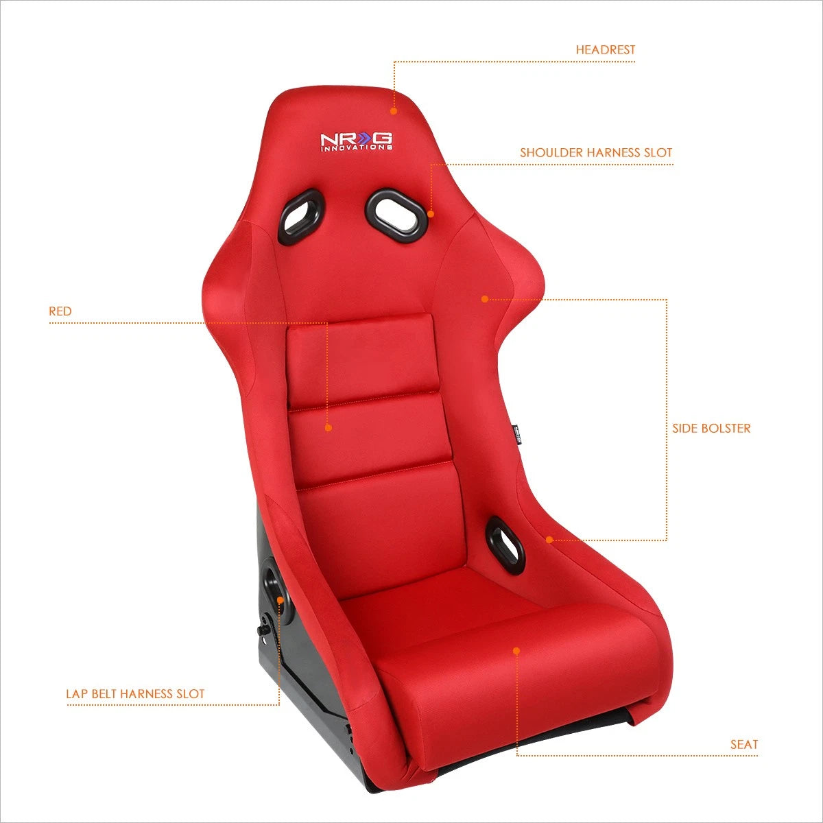 NRG Reinforced Fiberglass Fixed Back Racing Bucket Seat for Universal Fit (2000–2023)