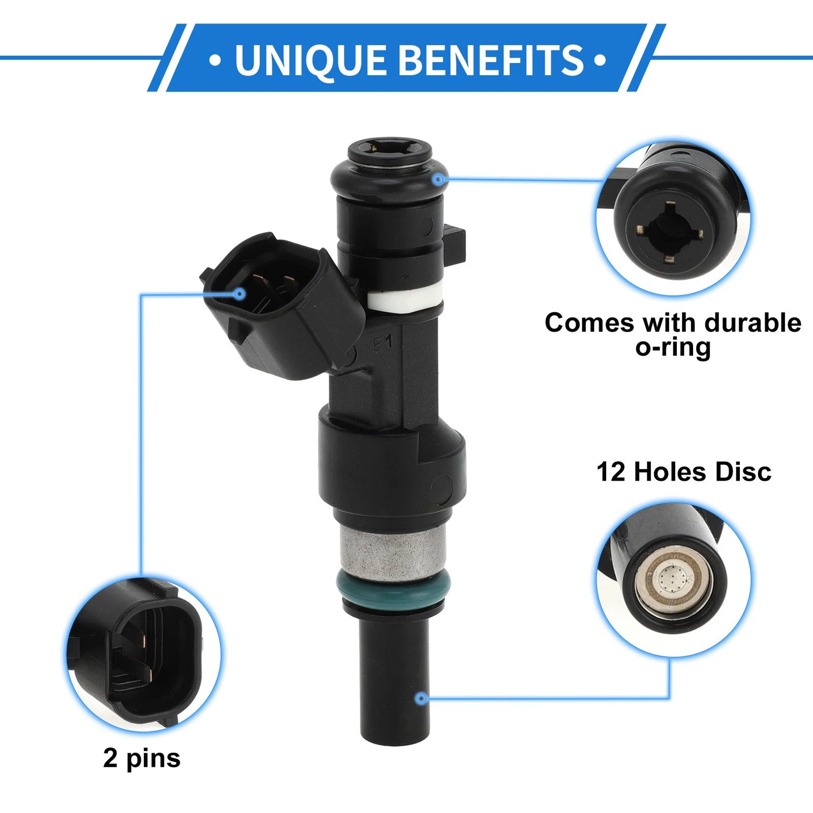Fuel Injector No. 16600-1HC0A for Nissan Note E12 (2013) 1 Pc Black