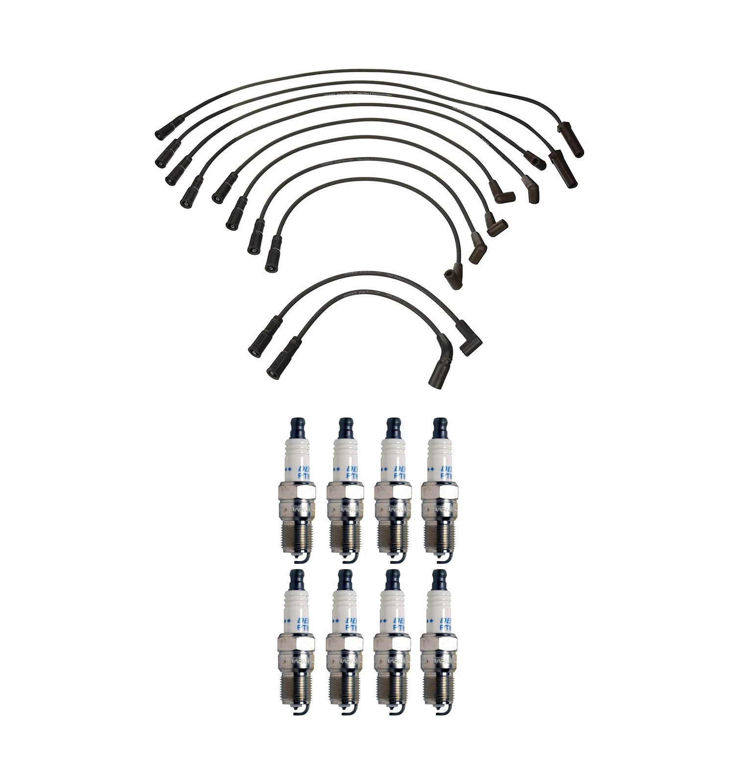 Denso 7mm Wire Set & 8 Double Platinum Spark Plug Kit for Chevy Corvette
