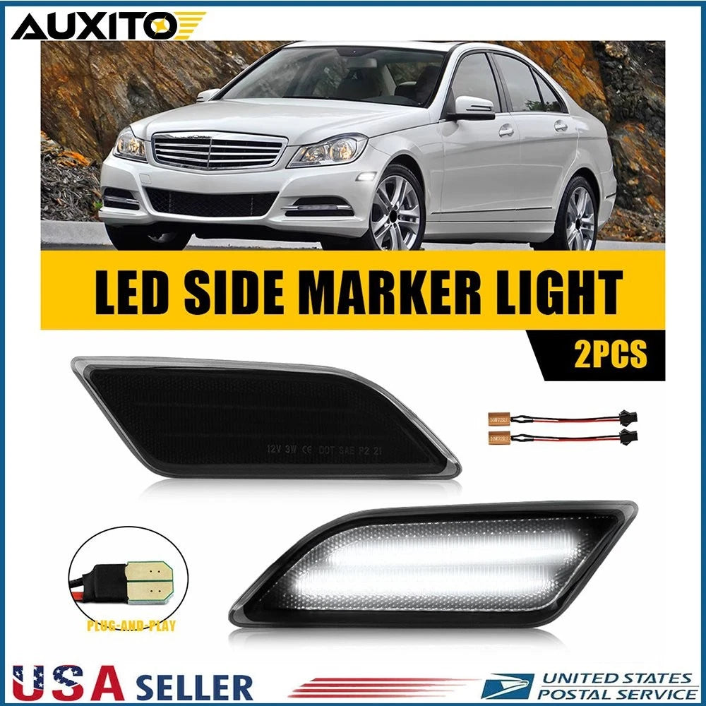 Set of 2 Smoke LED Side Marker Lamps for Benz W204 (2012–2014) C250 C300 C350