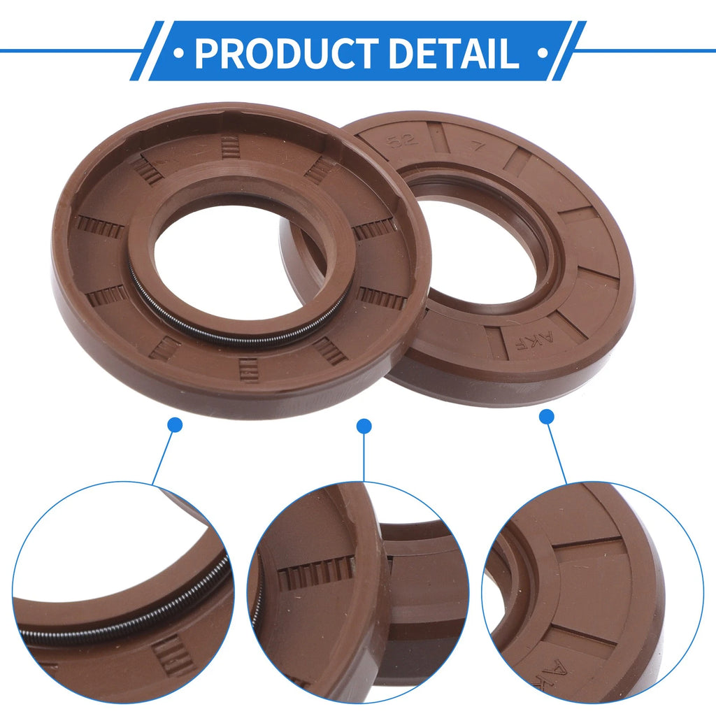 Set of 2 Oil Seal Rotary Shaft Seal FKM Rubber 25x52x7mm