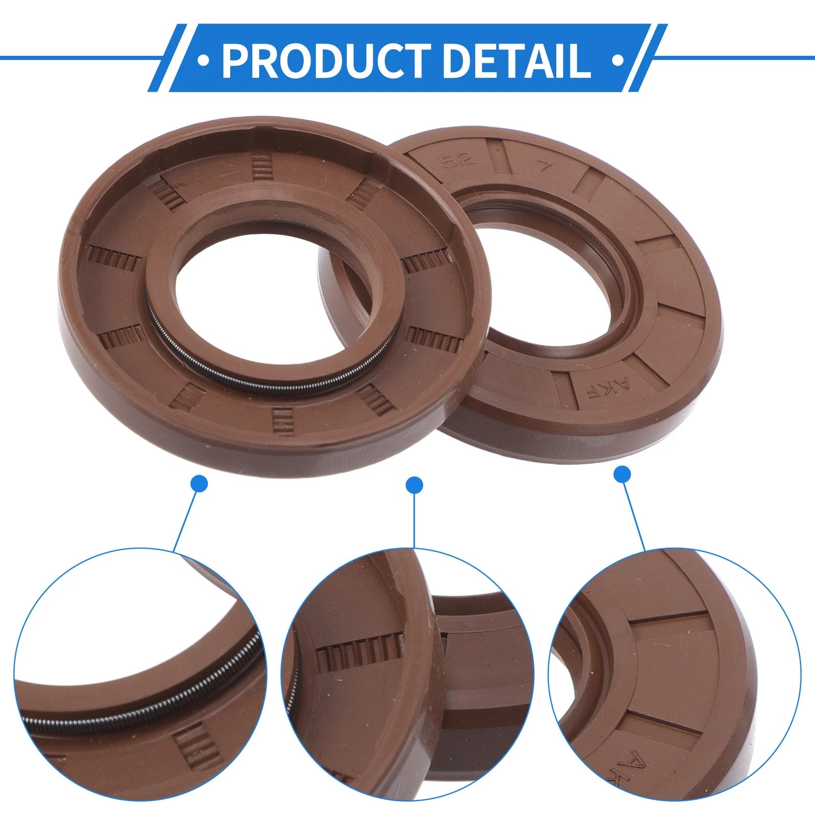 Set of 2 Oil Seal Rotary Shaft Seal FKM Rubber 25x52x7mm