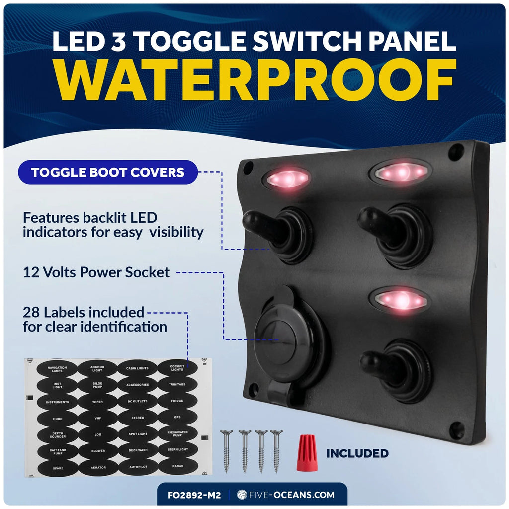 2X Toggle Switch Panel with Power Socket for Universal Use