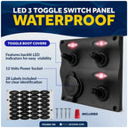 2X Toggle Switch Panel with Power Socket for Universal Use