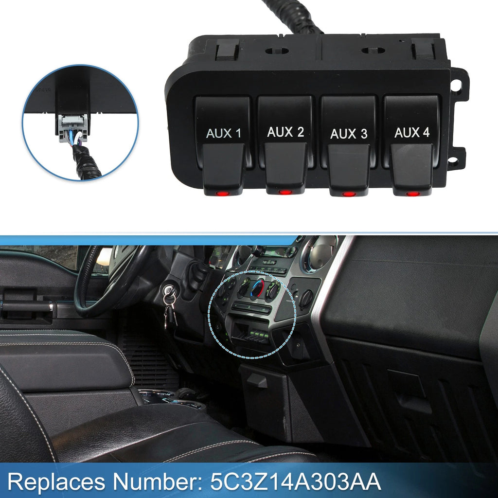 In-Dash Auxiliary Upfitter Switch Panel for Ford F250 F350 (2005–2007) 5C3Z14A303AA