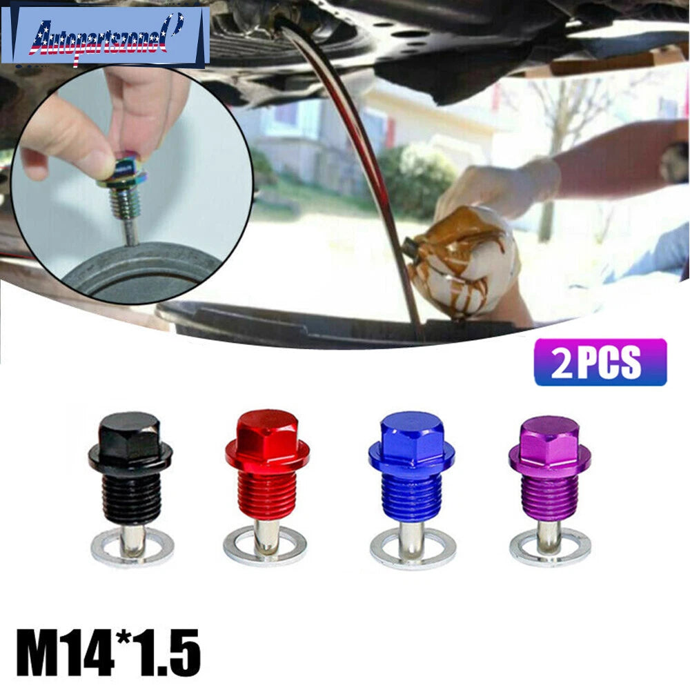 2X M14x1.5 Magnetic Oil Drain Plug for Universal Car Engine